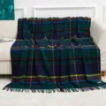 Reine Wolle Decke Kariert Tartan Wolldecke Kaschmir Heimdecke Überwurf Reisedecke - Grünes Karo
