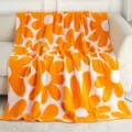 Cozy retro floral throw blanket soft microfiber knit blanket for couch bed home decor - Orange Large Floral