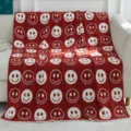 Gemütliche rote gestrickte Smiley-Decke, weiche Federgarn-Plüsch-Sofadecke für gemütliche Wohnzimmer. - Burgunderrot