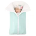 Baby knitted sleeping bag fleece lined anti-kick swaddle blanket mint green stroller wrap - Mint Green