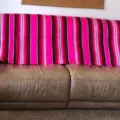 Mexican Striped Serape Blanket Pink Black Couch Cover Table Cloth Boho Woven Throw 1pc - 35*210 200g / Rose Red