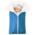 Blue Knitted Baby Sleeping Bag Soft Fleece Lined Newborn Swaddle Blanket for Stroller and Crib - Lake Blue