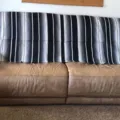 Black and white striped Mexican blanket, woven serape throw for sofa, bed, and picnic use. - Black and Gray