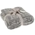 Grey leopard print knit throw blanket, cozy fuzzy fleece blanket for sofa and bed use. - 75x90cm 350g / Light Grey + Mid Grey