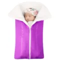 Newborn knitted baby sleeping bag winter warm swaddle blanket infant stroller wrap - Rose Red