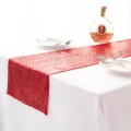 Corridoio da tavola con paillettes rosse per decorazione della tavola da pranzo di nozze tessuto. - 30*180cm / Rosso