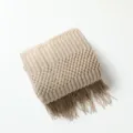 Nordic knitted sofa throw blanket with elegant tassels, cozy beige bed runner for home decor. - 127*152 + 10cm Fringe / Khaki