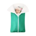 Knitted baby sleeping bag winter warm stroller blanket thick swaddle wrap for newborn infant - Green