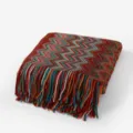 Bohemian knitted throw blanket with colorful zigzag pattern and stylish tassels for sofa decor. - 127*152 + 15cm Fringe 500g / Warp Wave - Red