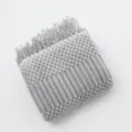 Grey Knitted Sofa Throw Blanket with Tassels Textured Bed Runner for Home Hotel Decor - 127*152+10cm Fringes / Pineapple Texture - Light Grey