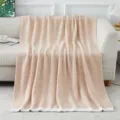 Cozy soft fuzzy knitted blanket draped on sofa detail view, warm home decor textile. - 150*200 - 1400g / Fluffy Blanket - Khaki