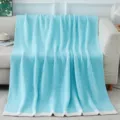 Cozy light blue knitted throw blanket, soft plush semi-velvet texture for sofa bedroom decor. - 150*200 - 1400g / Soft Fluffy Blanket - Blue