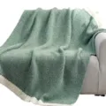 Green knitted throw blanket for home decor, soft and thick blanket for cozy couch living room. - Soft Fluffy Blanket - Green