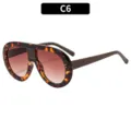 Oversized retro tortoise shell sunglasses with gradient lenses, stylish C6 color variant. - C6-Tortoise Tea Frame Double Tea Lens