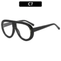 Oversized vintage black frame sunglasses with unique metal rivet accents for women and men. - C7-Black Frame Clear Lens
