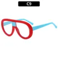 Oversized retro aviator sunglasses red and blue variant C9 fashion sun protection eyewear - C9-Red Blue Frame White Lens