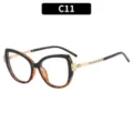 Modische Strass Katzenauge Sonnenbrille Schildpatt Schwarz Rahmen Elegante Damen Brille C11 - Stil C11 / Schwarz Schildpatt Split Klare Linse