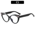 Chic lunettes cat-eye rétro anti-lumière bleue pour femme monture optique polyvalente C1 - C1-Monture Noire Kaki Blanc