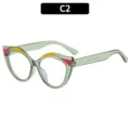 Lunettes anti-lumière bleue œil-de-chat rétro pour femme, monture optique verte élégante. - C2-Vert Transparent
