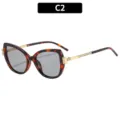 Modische Strass Katzenauge Sonnenbrille für Damen, stilvoller Schildpatt Rahmen mit UV-Schutz. - Stil C2 / Schildpatt Rahmen Hellgraue Gläser