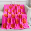 Pink plush basketball throw blanket, cozy knitted jacquard fleece blanket for couch bed. - 127x152cm - 900g / Basketball - Plum Red & Orange
