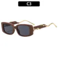 Braune Quadratische Sonnenbrille C3 Retro Metallwelle Bügel UV400 Mode Brille Neu - C3 Kaffee Rahmen Graue Gläser