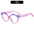 Lunettes de vue chaton vintage anti-lumière bleue pour femme, monture rose transparente. - C3-Violet Transparent