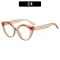 Lunettes anti-lumière bleue œil-de-chat rétro avec monture translucide et détails rouges chic. - C4-Champagne