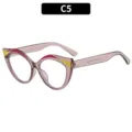 Lunettes anti-lumière bleue œil-de-chat rétro pour femmes, monture transparente avec blocs de couleur. - C5-Thé Translucide