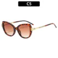 Modische Strass Katzenauge Sonnenbrille für Damen im Vintage Stil mit Farbverlauf UV400 - Leopard Farbverlauf Tee-Gläser