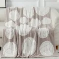 Soft fluffy knit throw blanket with white volleyball pattern cozy flannel fleece sofa blanket - 127x152cm - 900g / Volleyball - White & Khaki