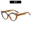 Lunettes anti-lumière bleue œil-de-chat rétro femme mode bureau élégante monture optique - C7-Monture Léopard Bleu Kaki