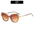 Modische Strass Katzenauge Sonnenbrille für Damen, Verlaufsgläser UV-Schutz Reise Outdoor. - Khaki Demi Rahmen Doppelte Teelinse