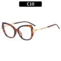 Modische Strass Katzenauge Sonnenbrille, Schildpattgestell mit glänzenden Bügeln. - Schildpatt Rahmen Klare Gläser