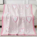 Cozy pink heart pattern fleece blanket for Valentine's Day gift and home decor soft throw. - Hollow Heart