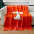 Misura accogliente coperta in pile arancione con calcio, plaid morbido lavorato a maglia. - Football T / Sfondo Arancione Lettere Bianche
