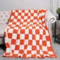 Cozy orange and white checkered throw blanket, soft plush fuzzy fleece blanket for sofa. - 80*100 380g / Checkerboard - Orange