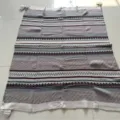 Boho knitted jacquard throw blanket for sofa, bed, and outdoor camping with fringe. - Purple Diamond Pattern