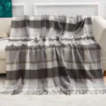Classic plaid wool blanket soft throw blanket for couch sofa warm cozy fringe tassel cozy home - White & Gray Plaid