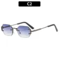 Gafas de sol degradado sin montura C2, elegante gafas metal moda para viajes al aire libre. - C2 Montura Fusil Lente Gris Degradada