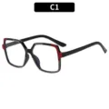 Fashion color-blocking square blue light blocking glasses frame, chic minimalist optical eyewear. - Black Frame Red Brown