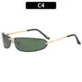 Gafas de sol ovaladas de metal vintage para hombres y mujeres, lentes verdes con estilo - Marco Dorado Lente Verde Oscuro