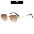 Gafas de sol poligonales sin montura degradadas marrones con montura y patillas de metal dorado. - C3-Marco Dorado Lente Té Degradado