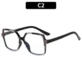 European style anti-blue light glasses frame, fashion color-blocking square optical clear eyewear. - Black Frame Khaki White