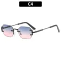 Gafas de sol chic sin montura con lentes degradadas poligonales, moda exterior. - C4-Marco Negro Lente Gris Rosa