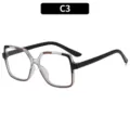 Stylish color-block large frame blue light blocking glasses for daily fashion wear. - Black Frame Clear Khaki