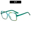 Monture de lunettes carrée surdimensionnée anti-lumière bleue, lunettes de mode color-block. - Monture Verte Transparent Vert