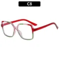 Lunettes de vue anti-lumière bleue carrées surdimensionnées avec monture bicolore. - Monture Rouge Transparent Rose Vert