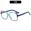 Chic lunettes de vue géométriques surdimensionnées bleues monture optique pour femme. - Monture Bleue Transparent Bleu