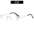 Gafas de sol sin montura facetadas de moda marco de metal gafas de exterior para mujer chic - C11-Marco Plateado Lente Clara